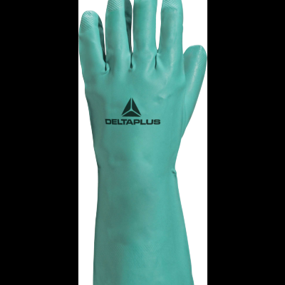 Luva emborrachada verde água com logótipo DELTAPLUS preto