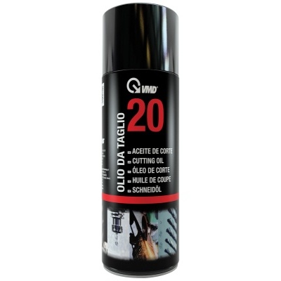 Lata preta de óleo de corte com texto em branco e vermelho, tampa preta