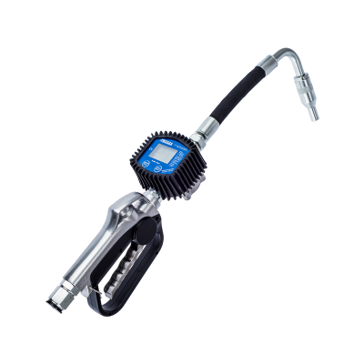 Pistola de medição digital com visor azul e corpo metálico