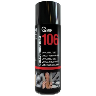 Spray de cola multiuso Qwidy 106 com rótulo preto e vermelho