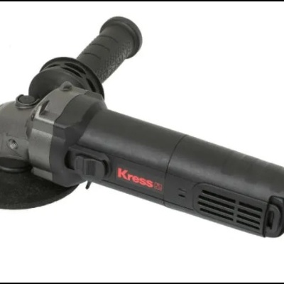 Esmeriladora angular preta com disco de corte e empunhadura lateral