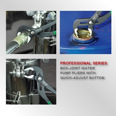 Alicates ajustáveis pretos com detalhes verdes e texto 