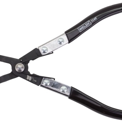 Alicate metálico com pega preta e detalhes em metal prateado