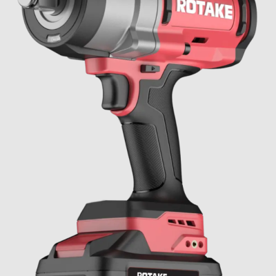 Parafusadeira elétrica sem fio ROTAKE vermelha, preta e cinza com bateria destacável
