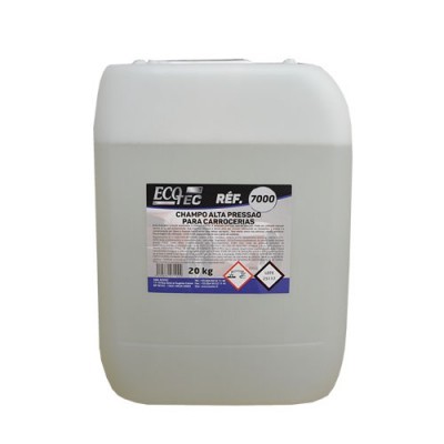 Bidão branco de plástico com champô para carroçarias