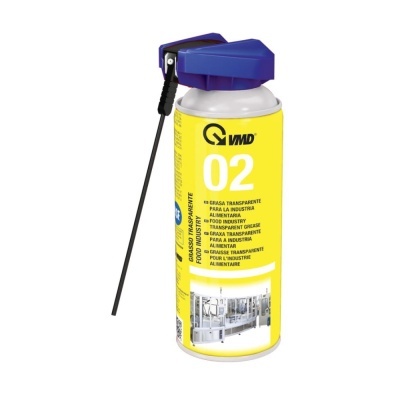 Frasco de spray VMD com rótulo amarelo e aplicador roxo