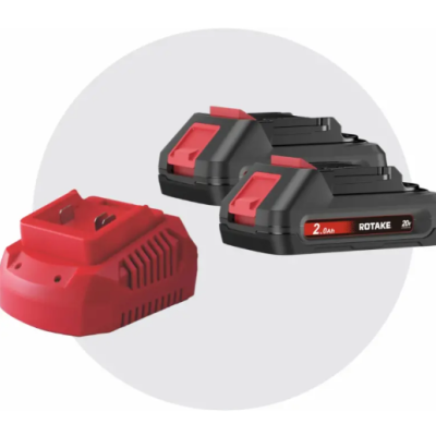 Carregador vermelho e duas baterias ROTAKE 2.0Ah 20V
