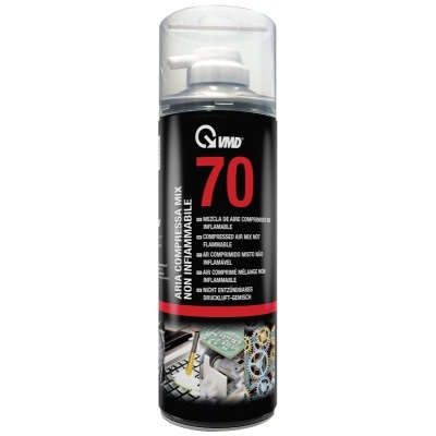 Spray lubrificante não inflamável VMD 70 com tampa transparente e rótulo preto