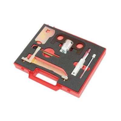 Kit ferramentas metálicas em estojo vermelho com interior de espuma preta