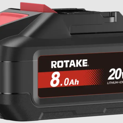Bateria recarregável ROTAKE 8.0 Ah 20V LITHIUM-ION preta e vermelha