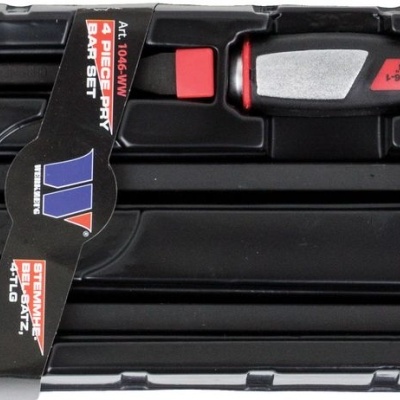 Conjunto de 4 alavancas de ferro com cabos pretos e vermelhos em estojo preto