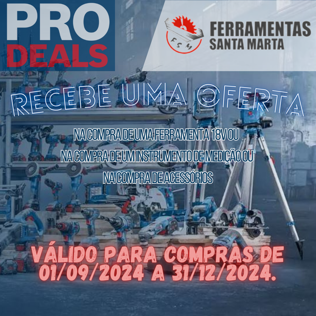 Promoção de ferramentas Ferramentas Santa Marta com texto e ferramentas em tripé