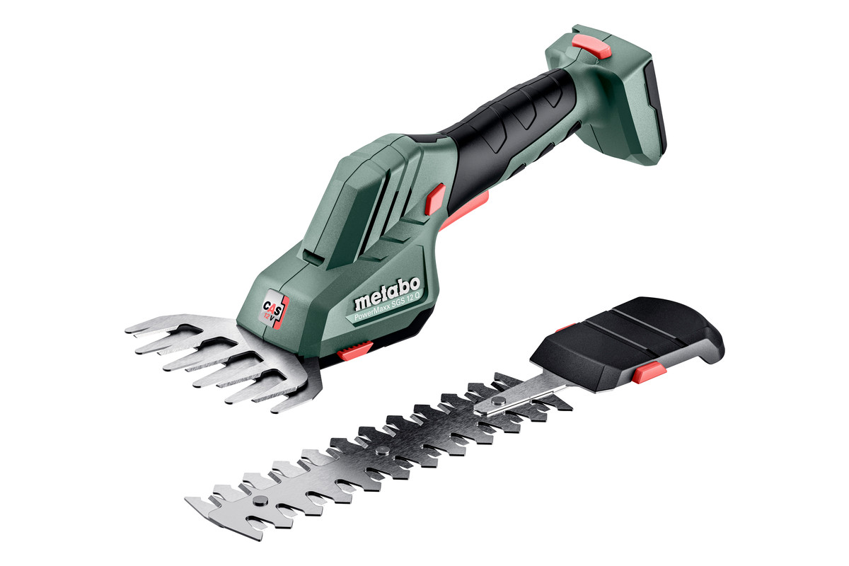Corta-sebes e relva sem fio PowerMaxx SGS 12 Q Tesouras elétricas Metabo com lâminas destacáveis