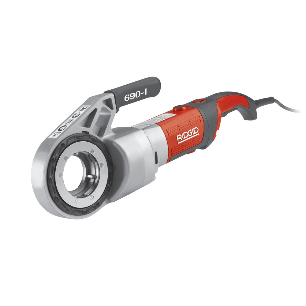 ROSCADORA 690-I PARA TUBOS ATÉ 2'' RIDGID Ferramenta elétrica RIDGID vermelha e cinzenta com cabo e alça preta