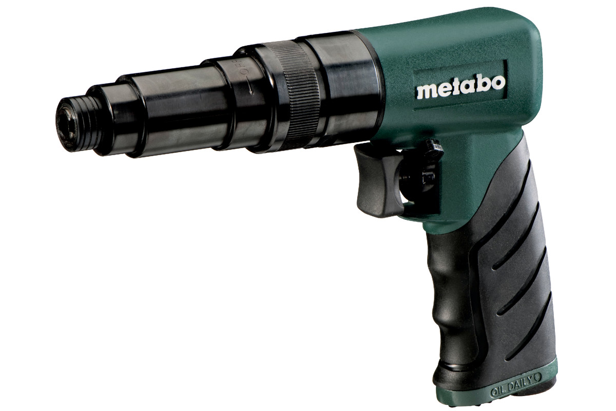 Aparafusadora pneumática DS 14 Ferramenta pneumática Metabo verde e preta com punho ergonómico