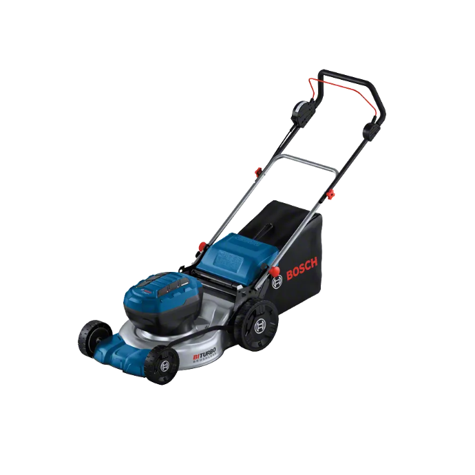 Corta Relvas sem fio GRA 18V2-46 Bosch Tosquia relva elétrica Bosch azul, preto e cinza com saco coletor