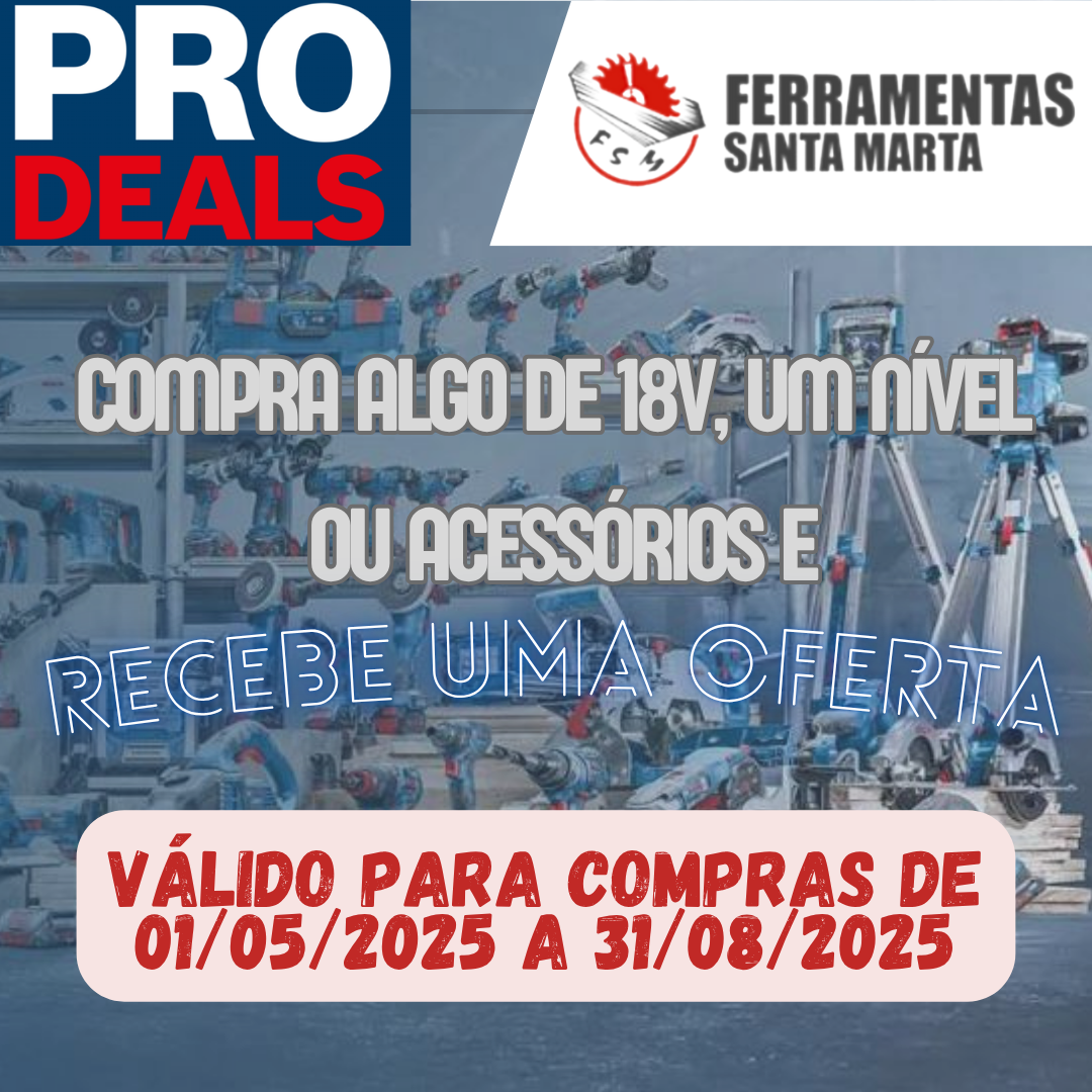 Promoção de ferramentas elétricas 18V com oferta válida de maio a agosto de 2025