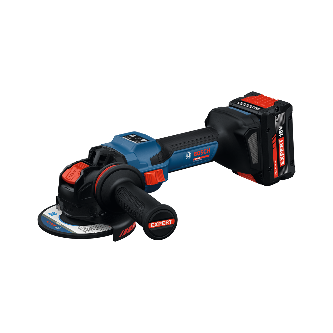 Rebarbadora X-LOCK sem fios EXPERT EXWX18V-15S Esmeril angular Bosch Expert GWS 18V-15 C com bateria 18V preto e vermelho