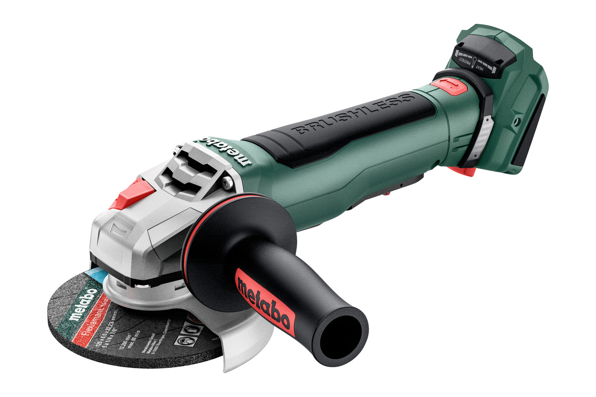 Rebarbadora angular sem fio WPB 18 LT BL 11-125 Quick Esmerilhadora elétrica sem fio Metabo com empunhadura preta e vermelha