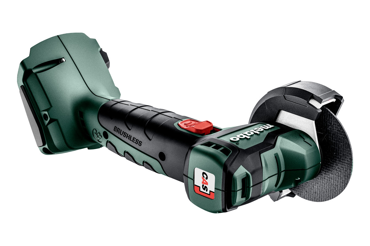Rebarbadora angular sem fio CC 18 LTX BL Ferramenta elétrica verde Metabo com disco abrasivo preto
