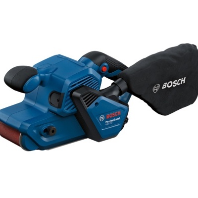lixadora de cinta Bosch Professional azul com saco coletor