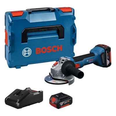Conjunto Bosch com esmerilhadora, bateria, carregador e mala azul