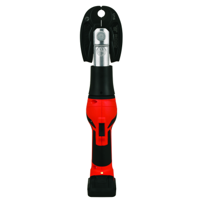 Ferramenta elétrica manual vermelha e preta com garra metálica