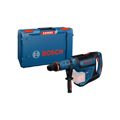 Martelo perfurador Bosch azul e preto com mala azul e fechos vermelhos