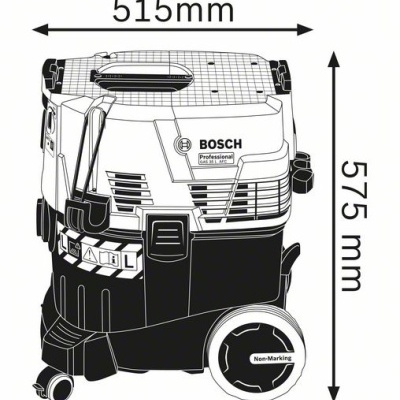 Aspirador industrial Bosch Professional preto e branco com rodas e alça