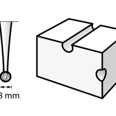 Desenho técnico de fio de 0,8 mm e caixa com entalhe e corte em forma de coração