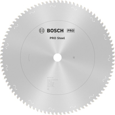 Disco de serra circular Bosch prateado com texto BOSCH PRO Steel