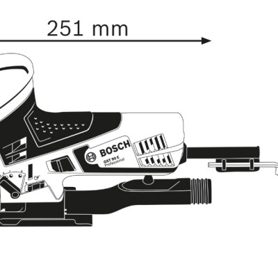 Serra tico-tico Bosch GST 90 BE com dimensões 251 mm x 187 mm