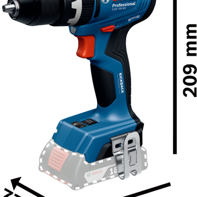 Parafusadora elétrica Bosch Professional GSB 18V-65 azul e preta com clip metálico