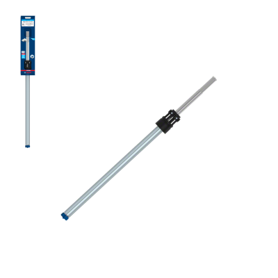 Barra extensível metálica com ponta azul e embalagem azul