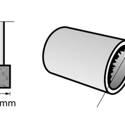 Ferramenta cilíndrica metálica com cabeça dentada e medida 4,8 mm