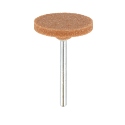 Peça polidora circular castanha com haste metálica prateada