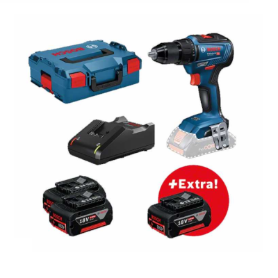 Conjunto de furadeira/parafusadora Bosch com acessórios e caixa azul