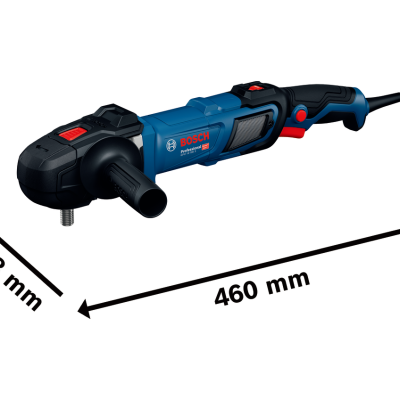 Berbequim elétrico Bosch Professional azul e preto com dimensões visíveis