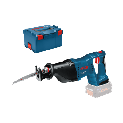 Serra recíproca Bosch azul e preta com caixa de transporte azul