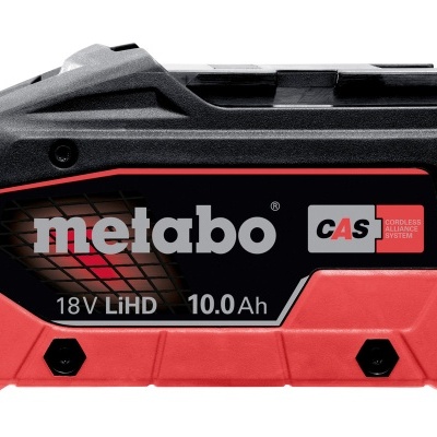 Bateria Metabo CAS 18V LiHD 10.0Ah preta e vermelha