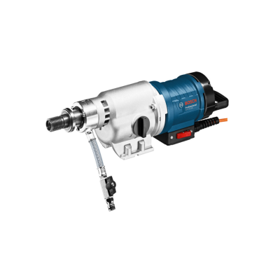 Ferramenta elétrica azul e prata da Bosch com cabo e suporte metálico