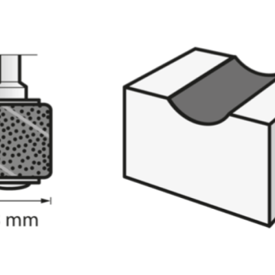 Ferramenta de moagem e bloco com cavidade curva