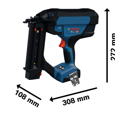 Pistola de pregos Bosch Pro azul e preto com detalhes vermelhos
