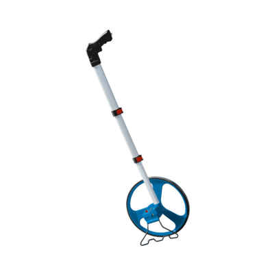 Medidor de distância com roda azul e pega preta