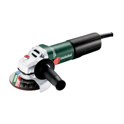 Esmerilhadora Metabo verde e preta com disco abrasivo