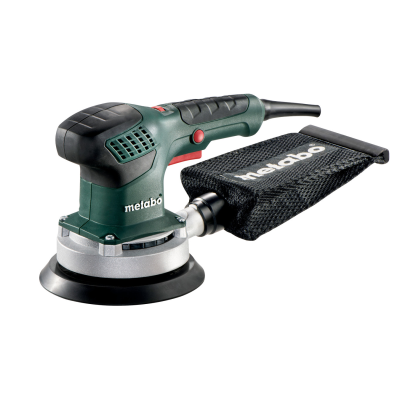 Lixadora elétrica Metabo verde e preta com saco colector de pó