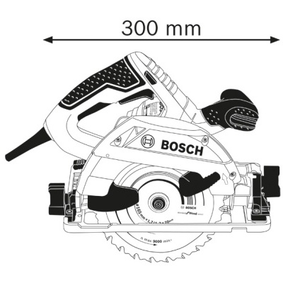 Serra circular Bosch preta e branca com lâmina circular e medidas 300x250 mm