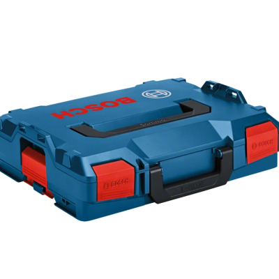 Mala rígida azul e vermelha Bosch para ferramentas