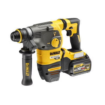 Martelo perfurador a bateria DeWALT XR FLEXVOLT 54V 18V preto e amarelo com pega adicional