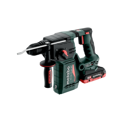 Martelo perfurador Metabo verde escuro e vermelho com bateria